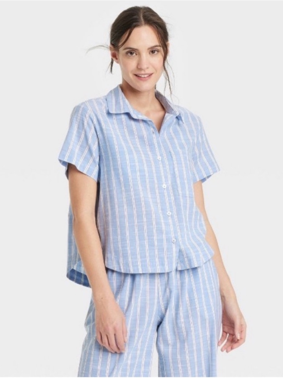 Auden Blue And White Striped Pajama Top
